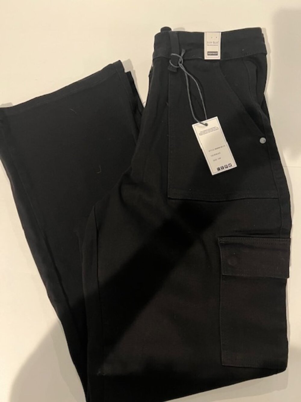 Judy Blue High Waist Cargo Wide Leg Black Denim Jeans 88886 16W NWT